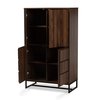 Baxton Studio Neil Modern Walnut Brown Finished Wood and Black Finished Metal Multipurpose Storage Cabinet 178-11215-Zoro